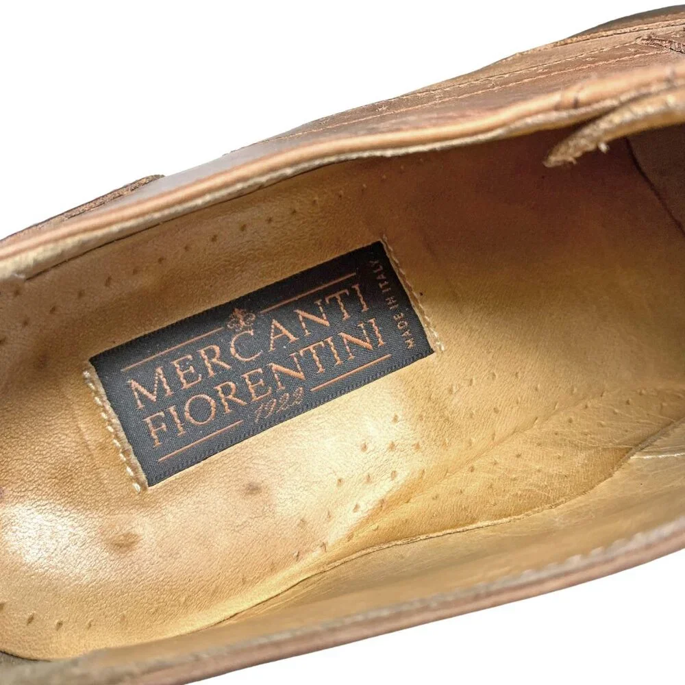 Mercanti Fiorentini‎ 6703 Mid Brown Leather Brogue Accent Wingtip Dress Oxford